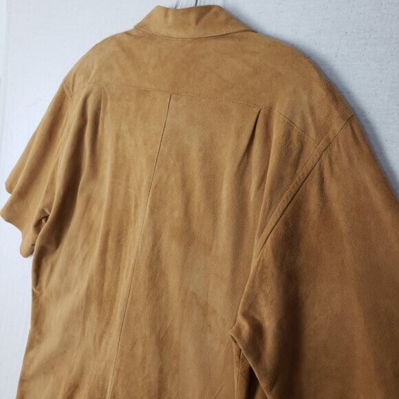 Vintage Banana Republic Safari Leather Suede Shirt Button-Up Casual sz M Unisex - Picture 11 of 11